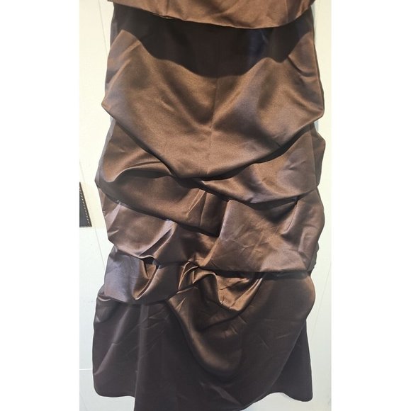 Vtg Nikolia Maids Formal Prom Dress Sz 8 Taffeta Brown 2 Piece Strapless - Picture 3 of 4